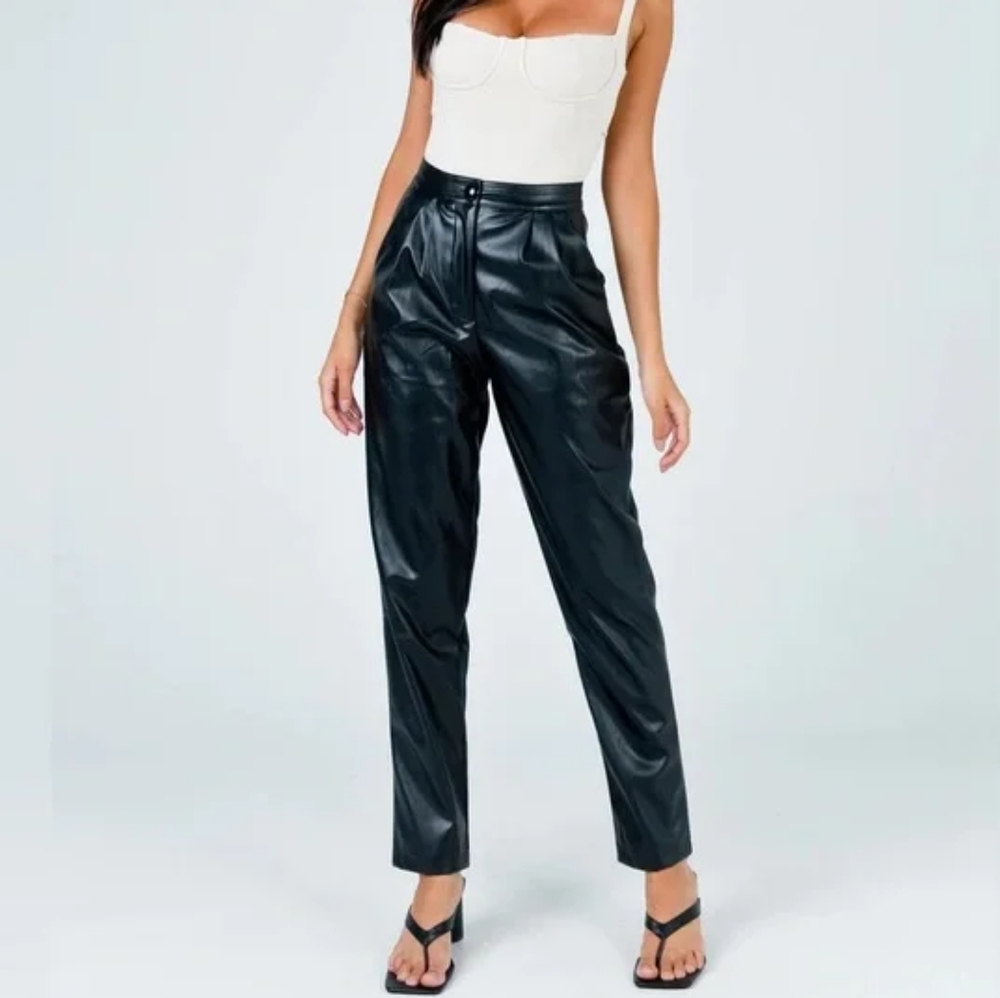 Princess Polly Love Club Faux Leather Pants – Black – Size 4